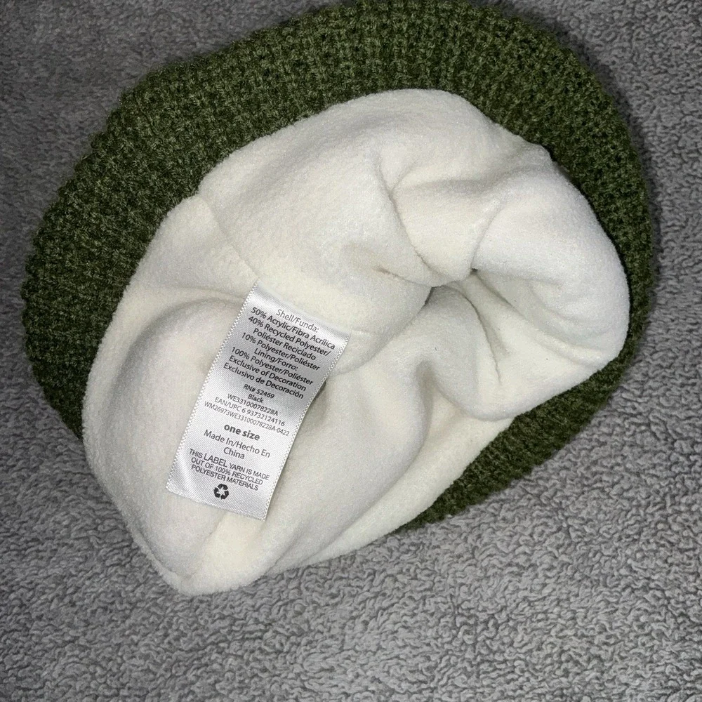 Explore The Mountains‎ Beanie Cuffed Waffle Knit Winter Fleece Lined Pom Hat